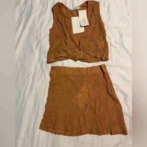 SAVANNAH MORROW ZUMA TOP & CARI SKIRT SET IN SANDSTONE